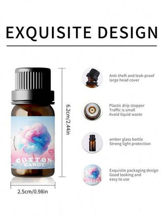 EMBRACEX. زيوت عطرية للعطور، بزيت أريج الفشار / قطن الحلوى 10مل، عطور طويلة الأمد، بالحلاوة والأريج المستمر، مناسبة للسيارة أو المنزل، ومدفئات الروائح وزيوت المسير وخشب المبخرات، هدية للعطور