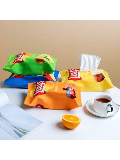 1قطعة صندوق مناديل بشكل رقاقة البطاطس الإبداعي، مدخر للمساحة ، مكعب صندوق المناديل المربع ، صندوق البطاطس الإبداعي، مناسب لغرفة المعيشة والطعام والنوم