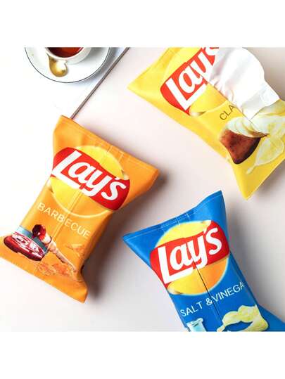 1قطعة صندوق مناديل بشكل رقاقة البطاطس الإبداعي، مدخر للمساحة ، مكعب صندوق المناديل المربع ، صندوق البطاطس الإبداعي، مناسب لغرفة المعيشة والطعام والنوم