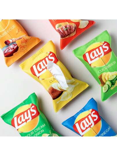 1قطعة صندوق مناديل بشكل رقاقة البطاطس الإبداعي، مدخر للمساحة ، مكعب صندوق المناديل المربع ، صندوق البطاطس الإبداعي، مناسب لغرفة المعيشة والطعام والنوم