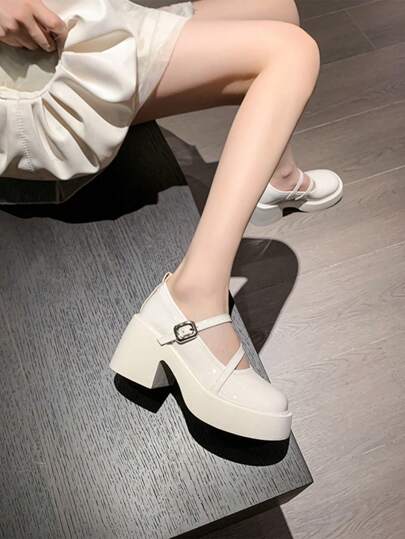 أحذية أوكسفورد حريمي حذاء منصة أكسفورد ماري جين بكعب عالٍ أسود سميك متعدد الاستخدامات من الجلد للنساء بطراز كلاسيكي عتيق لصيف 2025