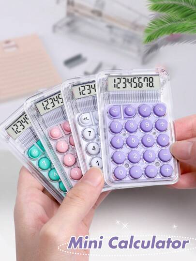 أدوات مكتبية ومدرسية آلة حاسبة محمولة صغيرة وشفافة، 8 أرقام بتصميم جميل للطلاب، لها قيمة جمالية عالية لحسابات المحاسبة والحسابات العلمية في الهواء الطلق، لوازم المكتب الرائعة والفاتنة للفتيات