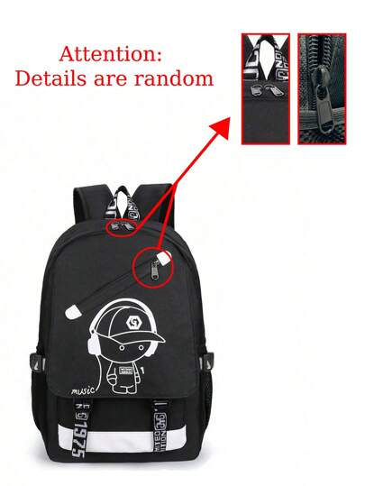 ظهر كبير غير رسمي وعصري صلب مع نمط يضيء الرسوم المتحركة بسعة كبيرة متعددة الجيوب والسوست للأولاد والفتيات للعودة إلى المدرسة وللسفر