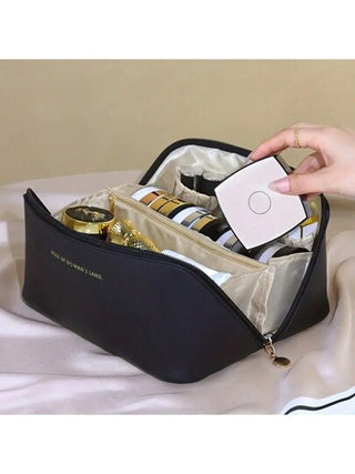 حقيبة مكياج كبيرة السعة محمولة فاخرة مقاومة للماء، منظم إكسسوارات السفر الصيفي والعطلات، ديكور الحمام المنزلي والفندقي، منظم مستحضرات التجميل، إكسسوارات الحمام