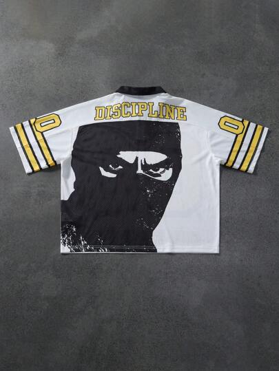 Manfinity EMRG قميص بولو كاجوال للرجال بطباعة أرقام على الطراز الجامعي