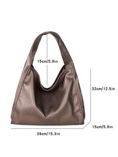 حقيبة كتف كاجوال ذات سعة كبيرة من الجلد الناعم للنساء بطراز كلاسيكي رجعي