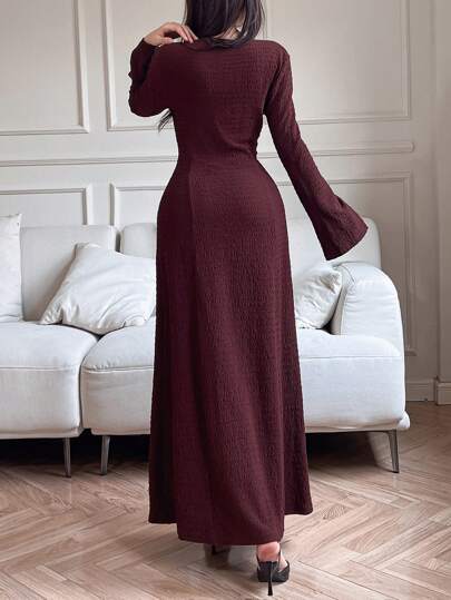 Modelyn فستان نسائي راقي ذو موحد اللون وملمس