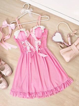 لانجيري حريمي FairyFlirt ثوب نوم للسيدات مثير وأنيق عبارة عن سر بأزرار، مزين بكشكشة ومجعد على الحافة، وسلك معزز، وخياطة الأميرة