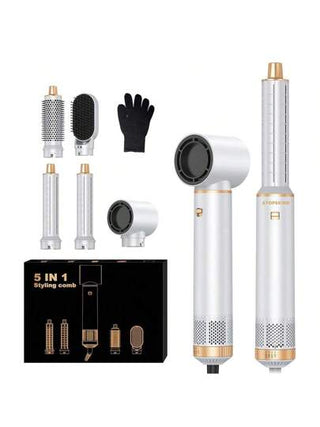 UKLISS مشط هواء ساخن متعدد الوظائف 5 في 1: مجفف شعر، محمر الشعر، لف وأكثر! هدية فريدة مثالية للرجال والنساء