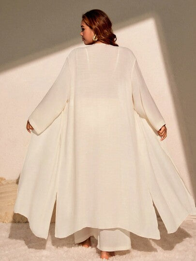 SHEIN Slayr CURVE طقم غطاء أساسي كاجوال طويل مقاسات كبيرة، للصيف وأيام الشاطئ 2 قطعة