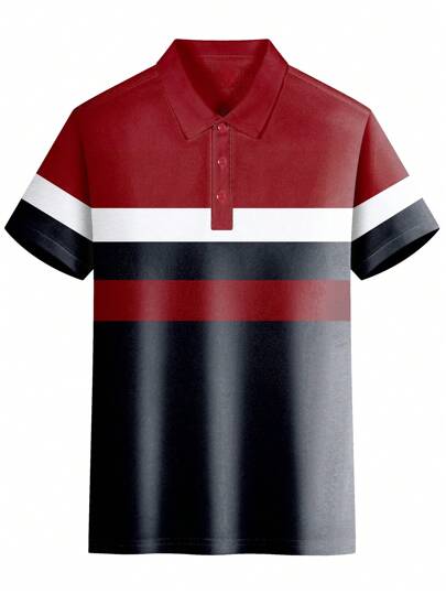 قميص بولو قصير الأكمام باللون المتعدد للرجال للارتداء اليومي والتنقل ,صيفي