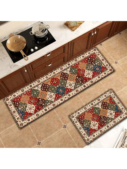 قطعة واحدة من ديكور المنزل ، سجادة المطبخ ، بساط مطبخ بطباعة بلاط نمطي ، تصميم فينتاج من الدياتومايت ، أزهار حمراء قديمة ، وسادة مطبخ - ماصة ، مانعة للانزلاق ، مانعة للتلوث ، مناسبة للمزرعة ، المدخل ، الداخلي ، ديكور الغرفة ، المطبخ ، غرفة الطعام ،...