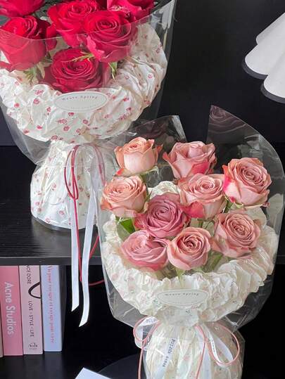 20 قطعة/10 قطع ورق هدايا مزخرف بوضوح بطبعات الورود وزهور الهيدرنجيا، مناسب لباقات عيد الأم، حفلات الزفاف والخطوبة والتخرج وأعياد الميلاد، أشغال اليدوية وعيد الحب'