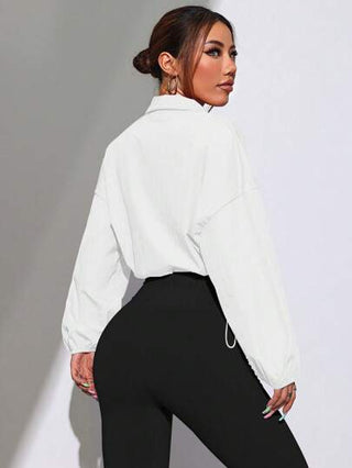 Sport Studio جاكيت رياضية من القماش المنسوج باللون الواحد، مع سحاب أمامي ونهاية سحب