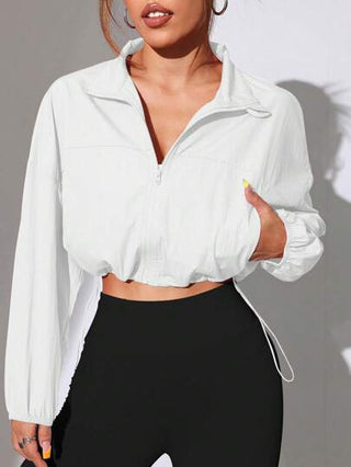 Sport Studio جاكيت رياضية من القماش المنسوج باللون الواحد، مع سحاب أمامي ونهاية سحب