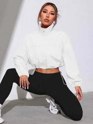 Sport Studio جاكيت رياضية من القماش المنسوج باللون الواحد، مع سحاب أمامي ونهاية سحب