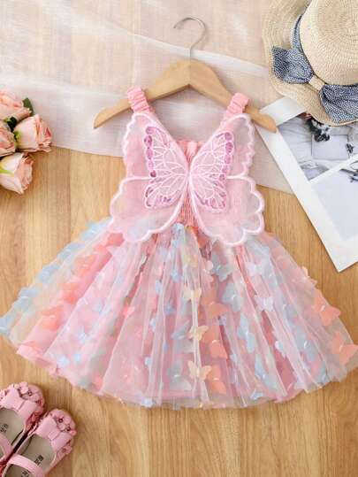 فستان عبارة استرينجر تول مطرز بشكل بنفسجة ملونة أنيق لطفلة، زي مناسب للحزب أو عيد الميلاد أو الشاطئ في الربيع والصيف