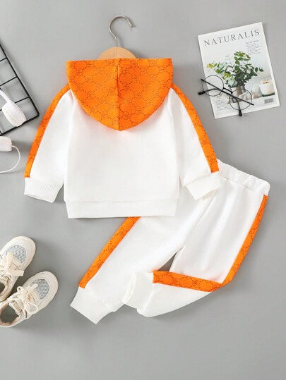 طقم لبس شتوي لطفل صبي من قطعتين: هوديي وبنطلون، مطرز بالدب والطباعة، كاجوال وجميل، مناسب للاستخدام اليومي والخارجي