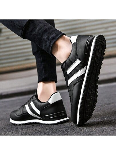 أحذية رياضية للرجال غير رسمية سهلة الارتداء, أحذية جمناستك غير انزلاقية وقابلة للتنفس، أحذية رياضية غير رسمية بأعلى منخفض باللون الأسود، أحذية رياضية بسيطة وأنيقة، أحذية مطاطية أحادية اللون بأعلى منخفض