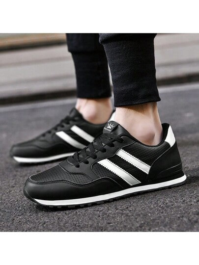 أحذية رياضية للرجال غير رسمية سهلة الارتداء, أحذية جمناستك غير انزلاقية وقابلة للتنفس، أحذية رياضية غير رسمية بأعلى منخفض باللون الأسود، أحذية رياضية بسيطة وأنيقة، أحذية مطاطية أحادية اللون بأعلى منخفض