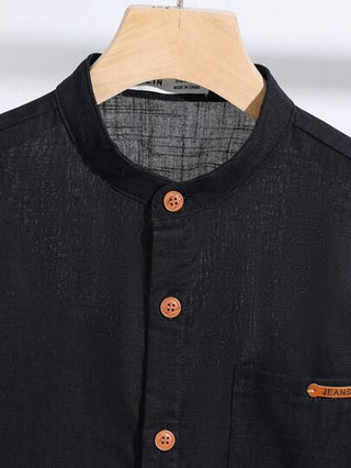 SHEIN قميص كاجوال فضفاض مريح بخطوط ملونة وأزرار للأولاد في سن المراهقة الصغار، بأكمام قصيرة