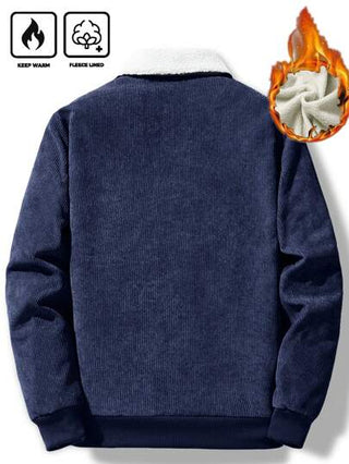 Manfinity Homme جاكيت ذات لون أحادي مع جيب أمامي بسحَّاب، أكمام طويلة، تصميم بسيط للرجال