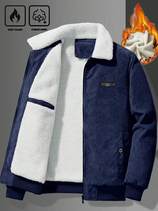 Manfinity Homme جاكيت ذات لون أحادي مع جيب أمامي بسحَّاب، أكمام طويلة، تصميم بسيط للرجال