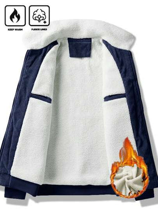 Manfinity Homme جاكيت ذات لون أحادي مع جيب أمامي بسحَّاب، أكمام طويلة، تصميم بسيط للرجال