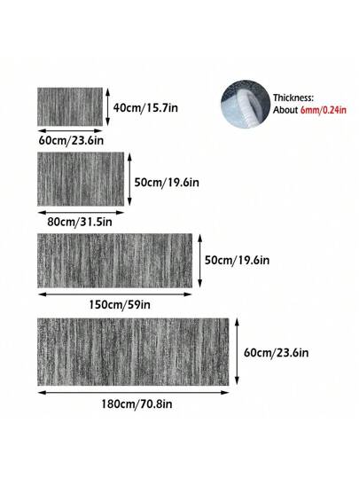 بوفيه أسود وأرمادي بنمط ممر، سجادة طويلة بأسلوب بسيط، 1000 جرام من المخمل و300 جرام من النقاط في الخلف ، سجادة بشكل غير منتظم، سجادة مريحة للسرير، ديكور منزلي ناعم، مناسبة لغرفة المعيشة والنوم والمطبخ والحمام وغرفة الغسيل والردهة ومدخل المنزل وغرفة الألعا