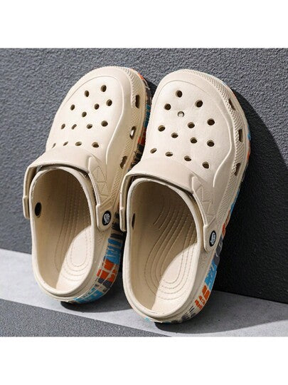 زوج من الكلوغز الخفيفة الوزن والمريحة للرجال، مفتوحة وذات نعل مطاطي مضاد للانزلاق لأحذية الحديقة، صنادل صيفية شبكية للرجال للاستخدام اليومي والخارجي، أربطة سميكة مانعة للانزلاق خاصة لارتداء على الشاطئ