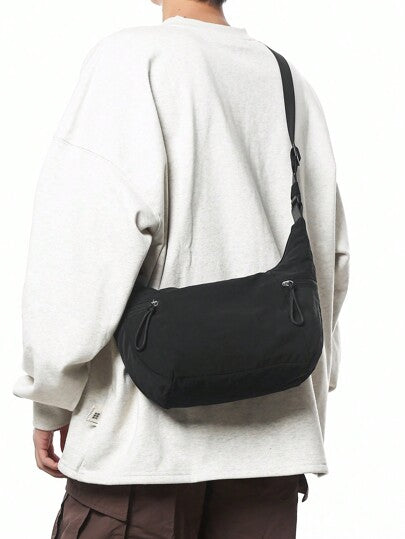 peach tree حقيبة رسول على شكل هلال القمر للرجال، حقيبة سفر عبر الجسم، محفظة متعددة الاستخدامات لأغراض التجميل والأعمال، كلتش سوداء ذات سعة عالية