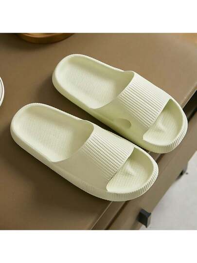 نعال نسائية جديدة متعددة الاستخدامات من الإيفا، صنادل منزلية وخارجية ذات تصميم مخطط بسيط، سميكة وضادة للانزلاق ، خفيفة الوزن ومريحة، نعال زوجية راقية بطراز إنستغرام