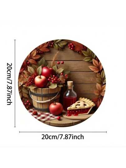 قطعة واحدة من لوحة جدارية على شكل تفاحة من الحديد على الطراز الريفي، مقاس 20.32 * 20.32 سم، بتصميم دلو قديم، ديكور منزلي للمطبخ وغرفة المعيشة والمقهى وغرفة النوم، مقاوم للماء والحرارة، بأنماط ثقب مميزة، ديكور المنزل وغرفة الديكور والحائط