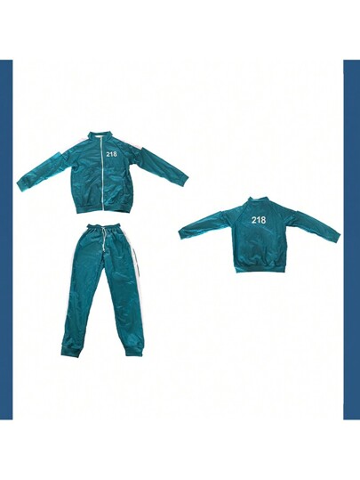 مايوه حريمي قطعة واحدة طقم رياضي أخضر شائع متوفر، بدلة لمرحلة الأداء التنكري ذات ياقة عالية، مطبوعة بألوان متباينة جديدة