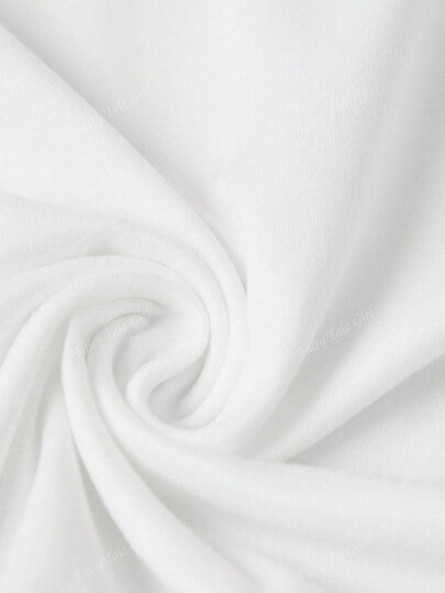 Disney ملابس علوية صيفي نسائي بنمط طباعة كرتوني بحروف مقلوبة، بأكمام قصيرة وياقة دائرية، بسيط وعادي للاستخدام اليومي، لون أبيض وجميل، تعاون ديزني