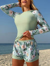 طقم تانكيني حريمي Swim SPRTY طقم ملابس علوية بأكمام طويلة وبنطال للنساء للاستخدام الكاجوال الصيفي، للعطلات