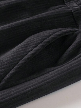 بنطلون كاجوال مستقيم الساق مصنوع من القطيفة 2 قطعة ، بقصة موسعة مرنة لرجال في الصيف