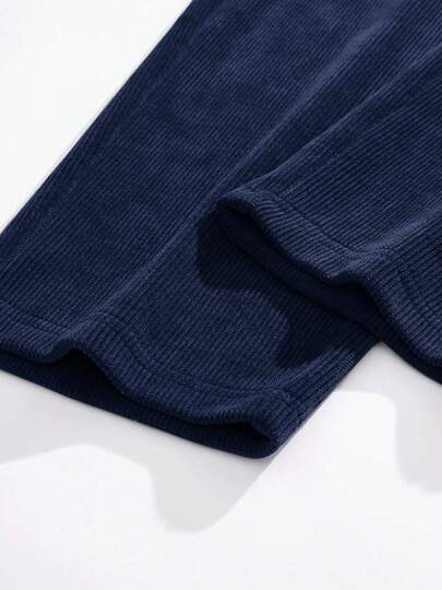 بنطلون كاجوال مستقيم الساق مصنوع من القطيفة 2 قطعة ، بقصة موسعة مرنة لرجال في الصيف