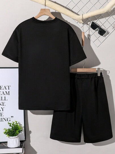 مايوه حريمي قطعة واحدة تي شيرت كاجوال لصبي المراهق بطبعة من الجينز البسيطة مقترن مع شورت، مناسب للاستخدام اليومي في فصلي الربيع والصيف