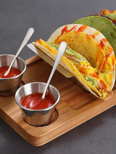 حامل طاكو واحد من الفولاذ المقاوم للصدأ، رف تورتيلا المكسيكي، حامل بانكيك على شكل حرف W