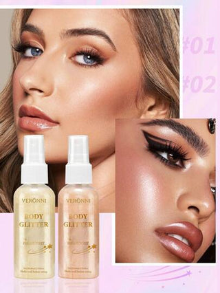 MSFLIBNH 1/2/4 قطع رذاذ مسحوق لامع للجسم 80/100 مل، سريع الجفاف وطويل الأمد، مناسب لحفلات والمناسبات العطلات وكرنفالات أخرى، مناسب لجميع درجات لون البشرة وأنواع البشرة، تغطية خفيفة، تأثير لامع، هدايا لعيد الأم