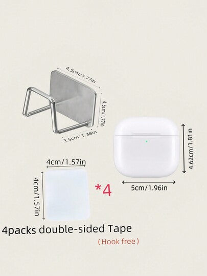 1/2/3/4/8/12 قطعة رف تخزين مطبخ من الفولاذ المقاوم للصدأ بشريط لاصق ثنائي الجانب، ممتص لمياه الصرف، حامل حوض المطبخ، رف تخزين، مناسب للمطبخ والمدخل والصالة والحمام والغرف، مستلزمات المنزل / 4 حزم (الشريط اللاصق ثنائي الجانب غير مرفق)