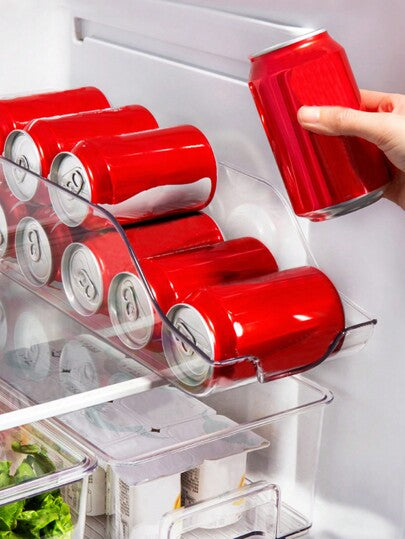 قطعة واحدة منظم علب المطبخ لخزانة المؤن ، منظم علب المشروبات الغازية للثلاجة ، منظم تخزين العلب لخزانة المؤن والثلاجة والفريزر ، يحتوي على علب الطعام والشوربة ، موزع علب مكدس شفاف ، اكسسوارات المطبخ