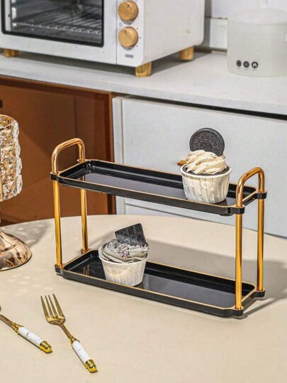 طبق مربع قابل للحمل من طبقتين، تصميم فاخر حديث، متعدد الأغراض للزفاف والطاولات والحفلات والكعك، لألغراض المنزلية