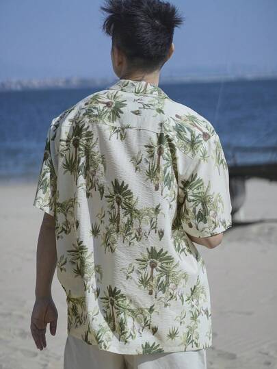 DAZY قميص هاواي للرجال مطبوع بالأزهار بشكل كامل ، ملائم للربيع والصيف