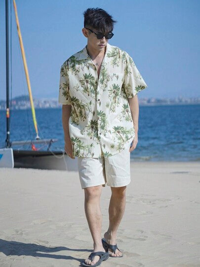 DAZY قميص هاواي للرجال مطبوع بالأزهار بشكل كامل ، ملائم للربيع والصيف