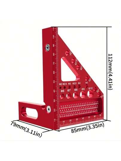 مسطرة معدنية مطبقية الطاقم متعددة الاستخدامات من سبيكة الألومنيوم 45/90 درجة، للقياس الدقيق للزوايا وأعمال الخشب، مناسبة للمهندسين والنجارين وتحسين المنزل
