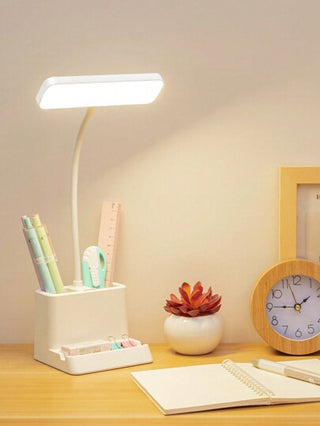 1 قطعة مصباح مكتب متعدد الوظائف بمصباح LED، حامل للهاتف المحمول، حامل أقلام، مصباح قراءة مريح للعين للطلاب والمكاتب