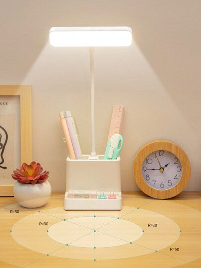 1 قطعة مصباح مكتب متعدد الوظائف بمصباح LED، حامل للهاتف المحمول، حامل أقلام، مصباح قراءة مريح للعين للطلاب والمكاتب