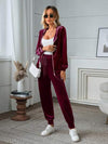 SHEIN LUNE 2 قطعة/مجموعة بذلة نسائية كاجوال مكونة من سترة برقبة مع كابوشون أكمام طويلة من النيولين، للخريف